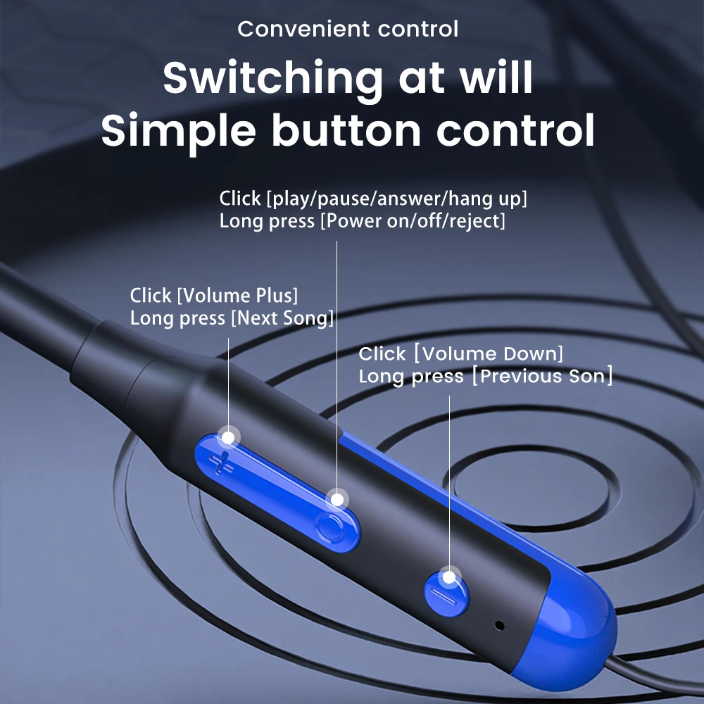 Olaf Bluetooth 5.0 Neckband Earphone Wireless Headphone Magnetic Adsorption Sport Earbud Earphone Waterproof In-ear Hifi Headset