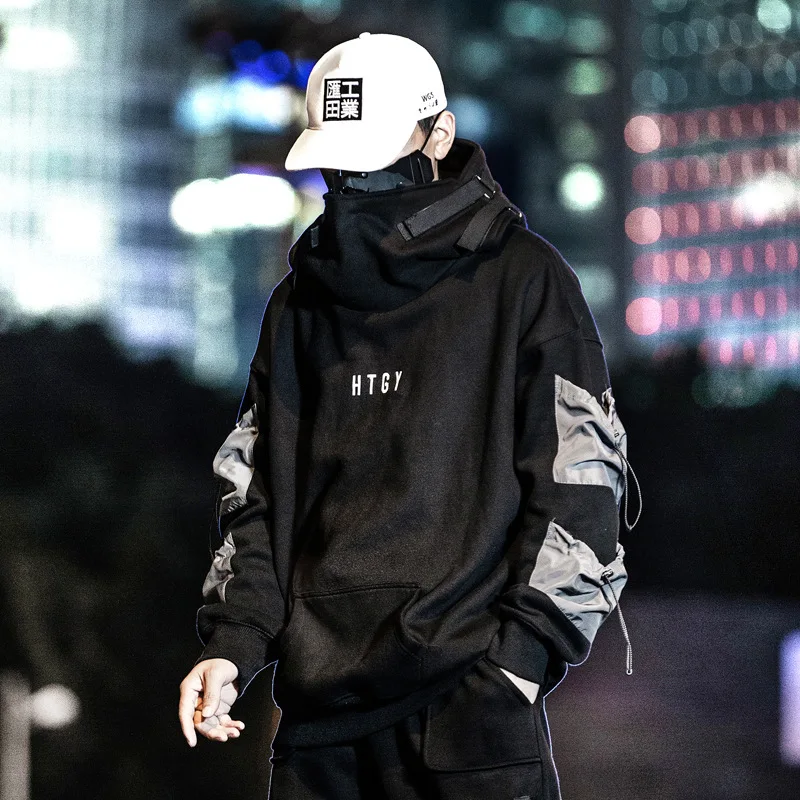 

Men's Hoodie 2023 New Dark Functional Wind Fish Mouth Cap Fleece Sweater Men's Hip-hop Hoodie Multi-pocket Tooling Jacket Women