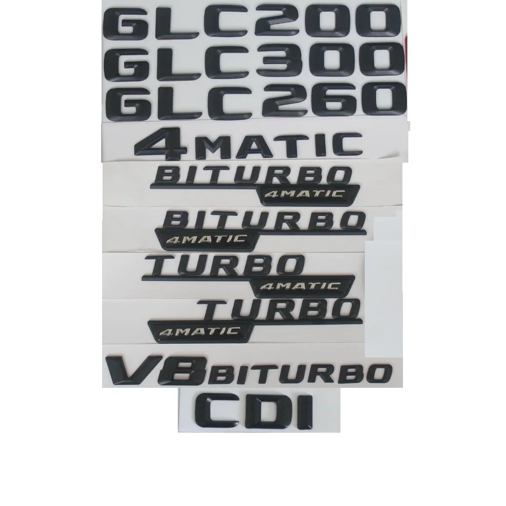 

3D Matt Black Trunk Letters Badge Emblem Emblems Badges Sticker for Mercedes Benz GLC200 GLC300 GLC260 V8 BITURBO AMG 4MATIC