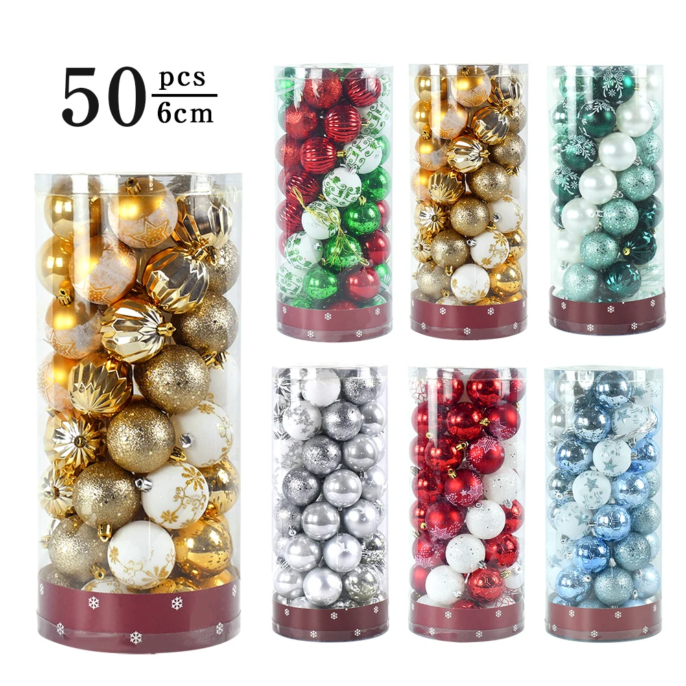 

50pcs 6cm Christmas Balls Christmas Tree Ornament Xmas Hanging Tree Pendants Decoration Gift For Home Navidad Xmas New Year 2022