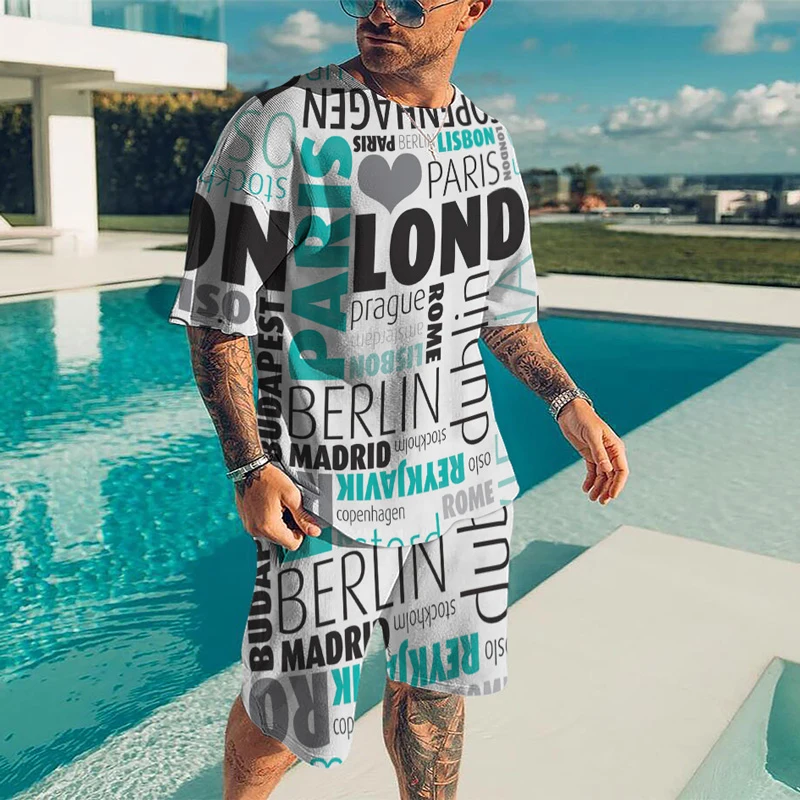 Summer Streetwear Men Sets Tracksuit For Man Outfit Oversized Clothes 3D Printed T-shirt Shorts Sportswear Men's Fashion Suit