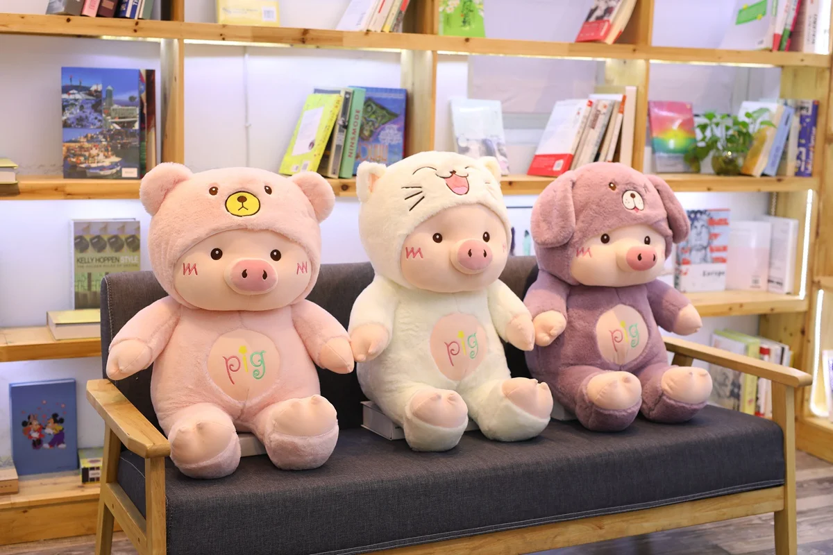 

45-70CM Hat Pig Plush Toy Figure-Kawaii Bear Creative Cat Pig Ragdoll Children Accompany Dolls Send Children Gifts