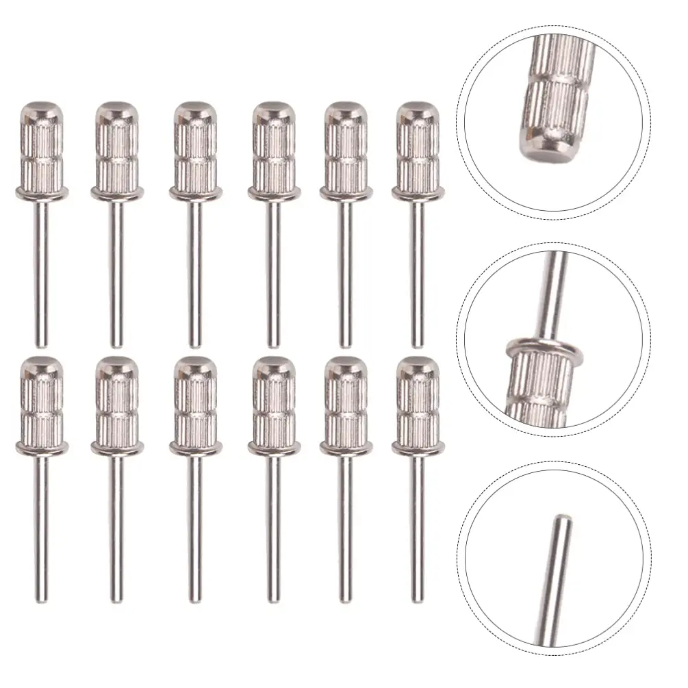 

12Pcs Replacement Heads to Nails Stainless Steel Mandrel Bits Set for Sanding Bands Efile Nail Sander Accessories