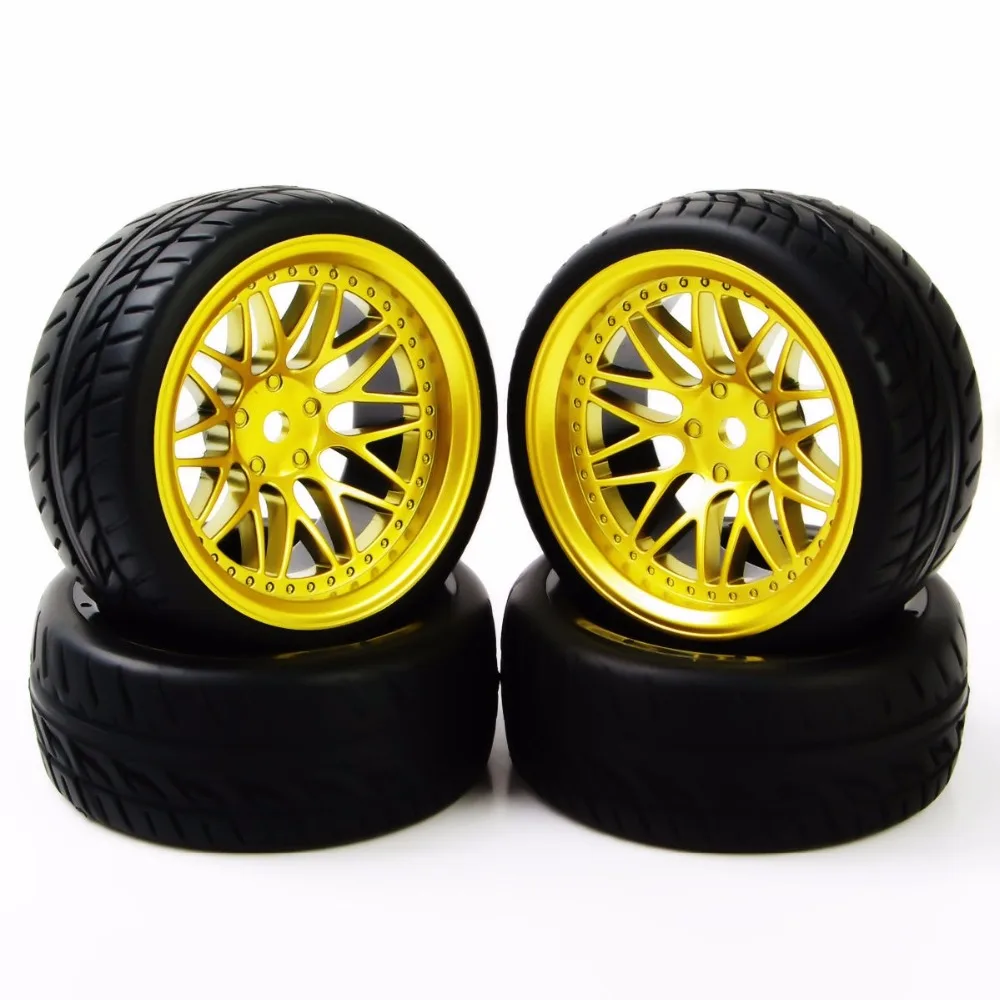

BBG PP0150 1:10 Scale Rubber Tires and Wheel Rims with Foam Insert and12mm Hex fit HSP HPI RC On Road Car Model Accessories