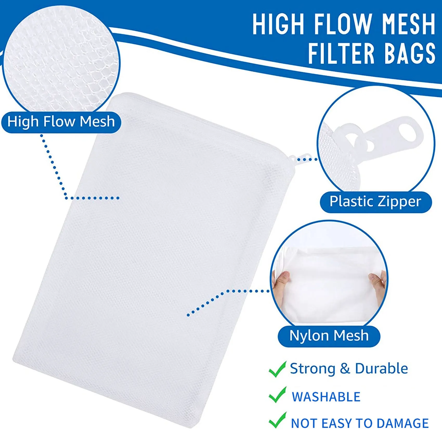 16 шт. аквариумные сетчатые фильтрующие пакеты нейлоновые с застежкой-молнией