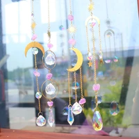 crystal wind chimes natural stone star moon prisms light catcher windbell hanging ornament window pendant home decorations gifts