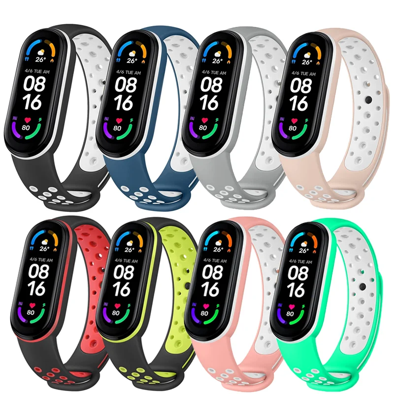 

Силиконовый ремешок для смарт-часов Xiaomi Mi Band 7, браслет для наручных часов с вентиляционным отверстием для mi band 6, 5, 4, 7, 8