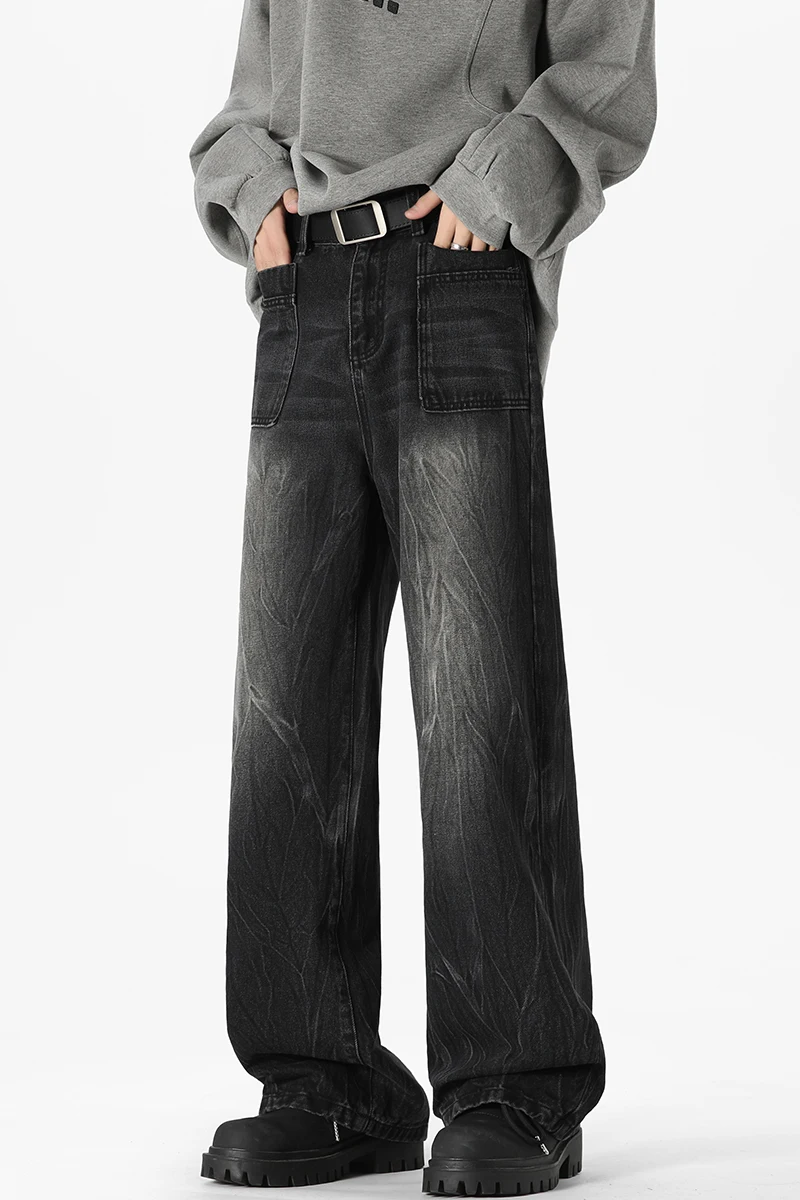 Популярная одежда в Корейском стиле уличная новые джинсы с широкими штанинами