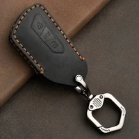 leather car key case cover shell for vw volkswagen golf 8 2020 2021 skoda 3 buttons car key shell protector auto accessories