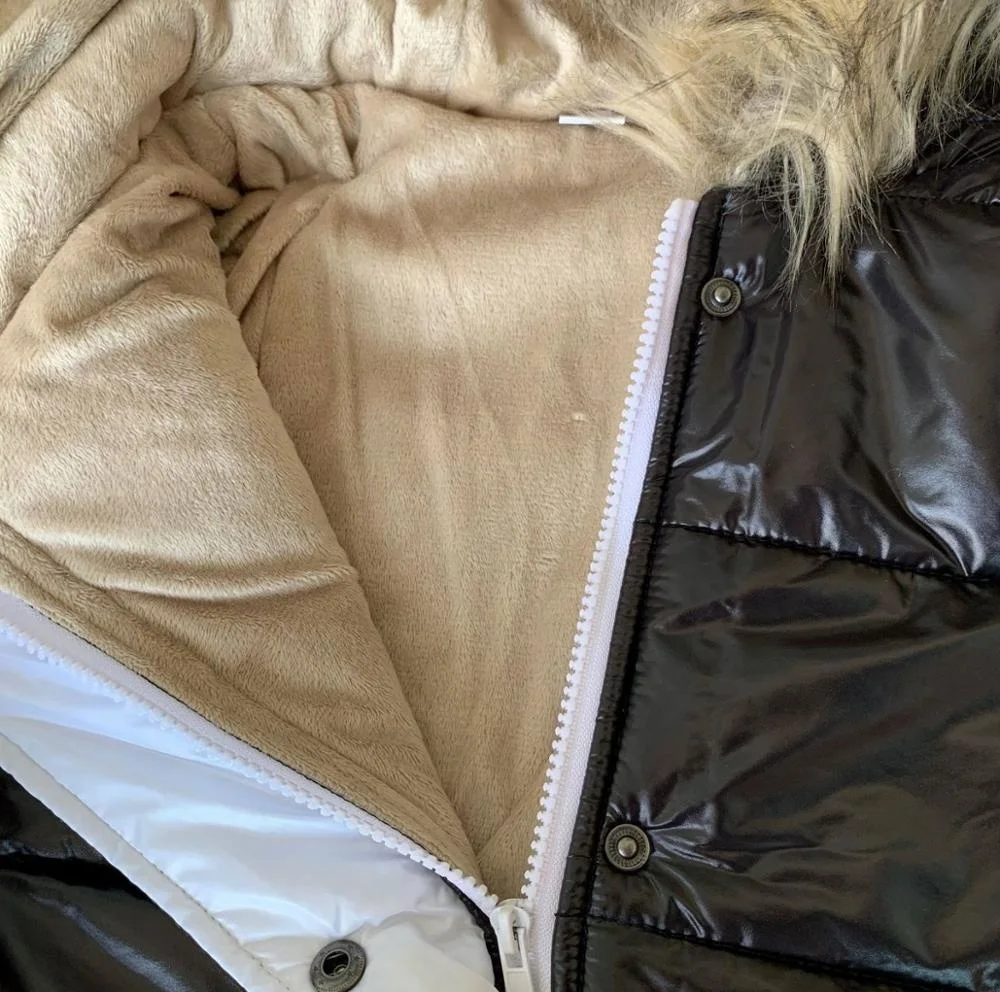 Женский пуховик с хлопковой подкладкой зимнее теплое пальто черного цвета из