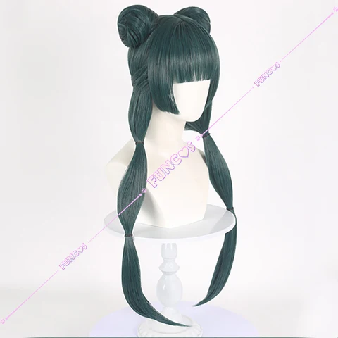 Серьги для косплея маомао из аниме «Аптека», зеленые волосы с двойными булочками, шпильки для волос горничной