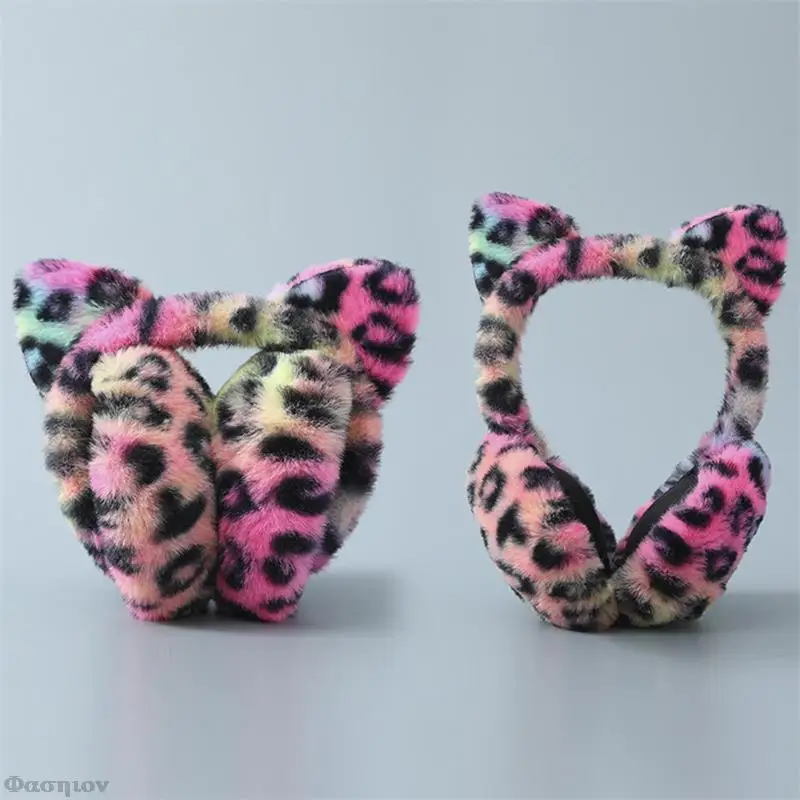 

Leopard Cat Autumn Winter Earlap Cute Plush Earmuffs Soft Fur Ear Cover Warm Headphone Skiing Ears Warmer Earmuff Adult Children