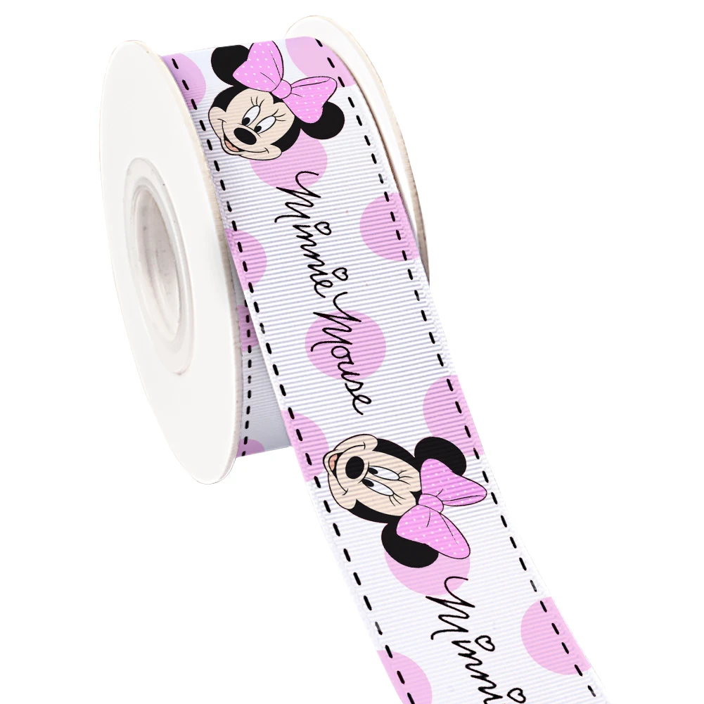 

10 Yards Grosgrain Ribbon Disney Cute Minnie Mickey Cartoon Printed 25MM 38MM Satin Ribbon