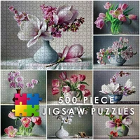 orchid peony flowers 500 piece jigsaw puzzles flowers vase scenery diy creative puzzle paper decompress educational toys gifts