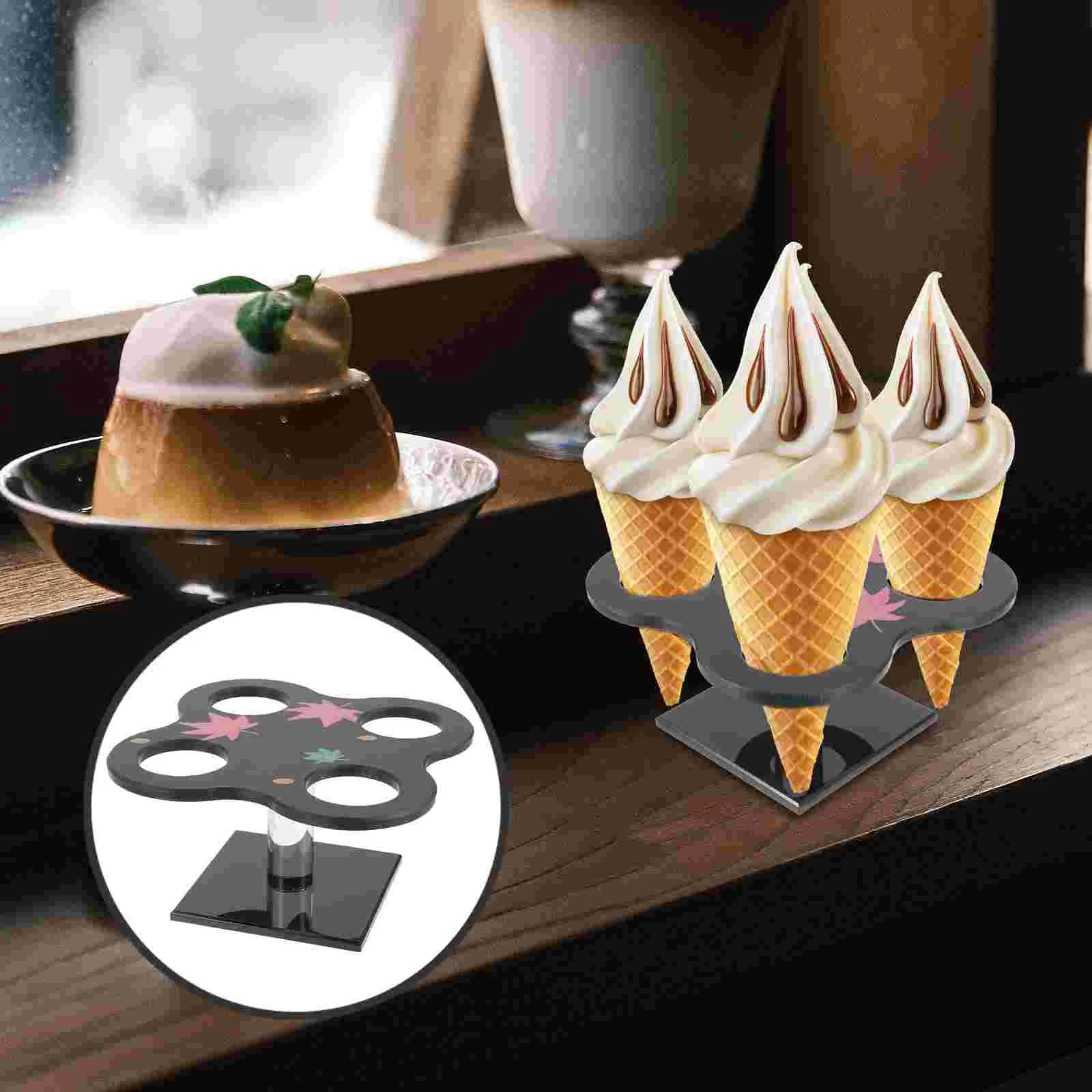 

Ice Cream Cone Holder Sushi Roll Display Holder Ice Cream Cone Display Stand(4 Holes)