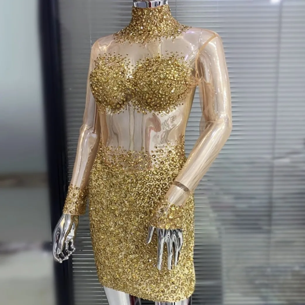 

В наличии роскошное блестящее сексуальное прозрачное облегающее мини-платье со стразами ослепительное женское платье на день рождения костюм певицы для выступления