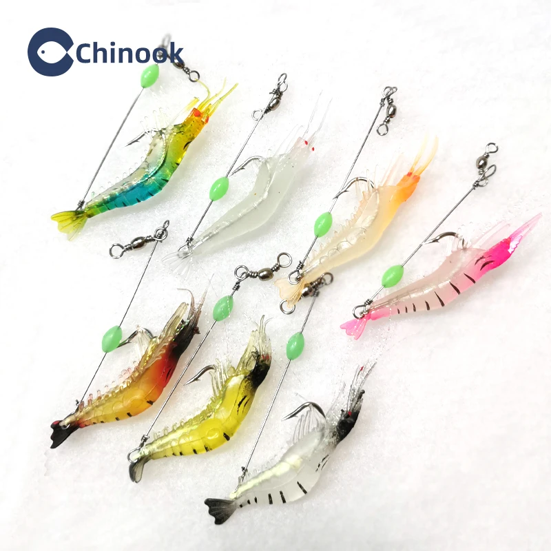 

Chinook Soft Lure Fishing Artificial Bait 7.5cm 5.5g Soft Fishing Lure Luminous shrimp with hook Soft lure Fishing Tackle