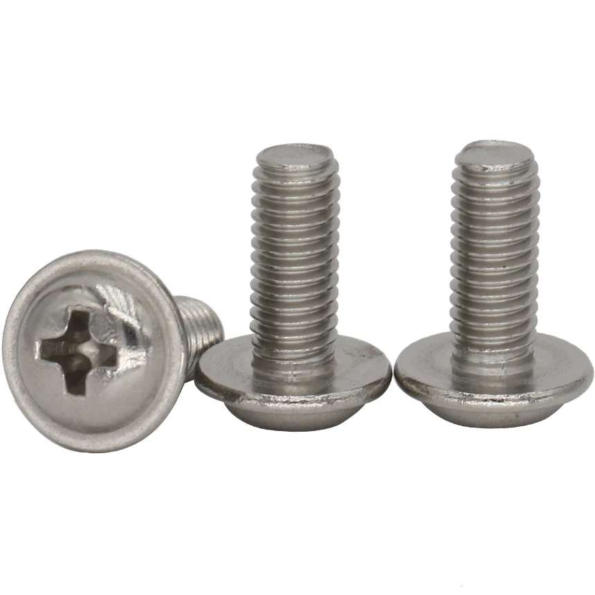 

M3 M4 M5 4mm 5mm 6mm 8mm to 30mm 316 Stainless Steel ss DIN914 Cross Phillips Recessed Round Pan Head Screw With Washer Collar