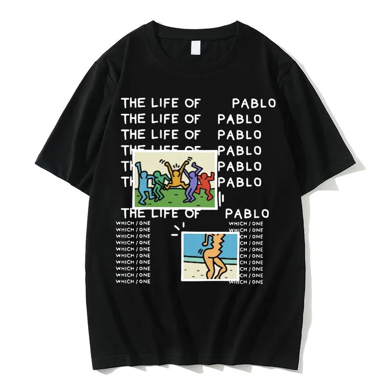 

Rapper Kanye West Tour Merch Tshirt Short Sleeve The Life of Pablo Album Graphics Print T-shirt Men Women Hip Hop Oversized Tees