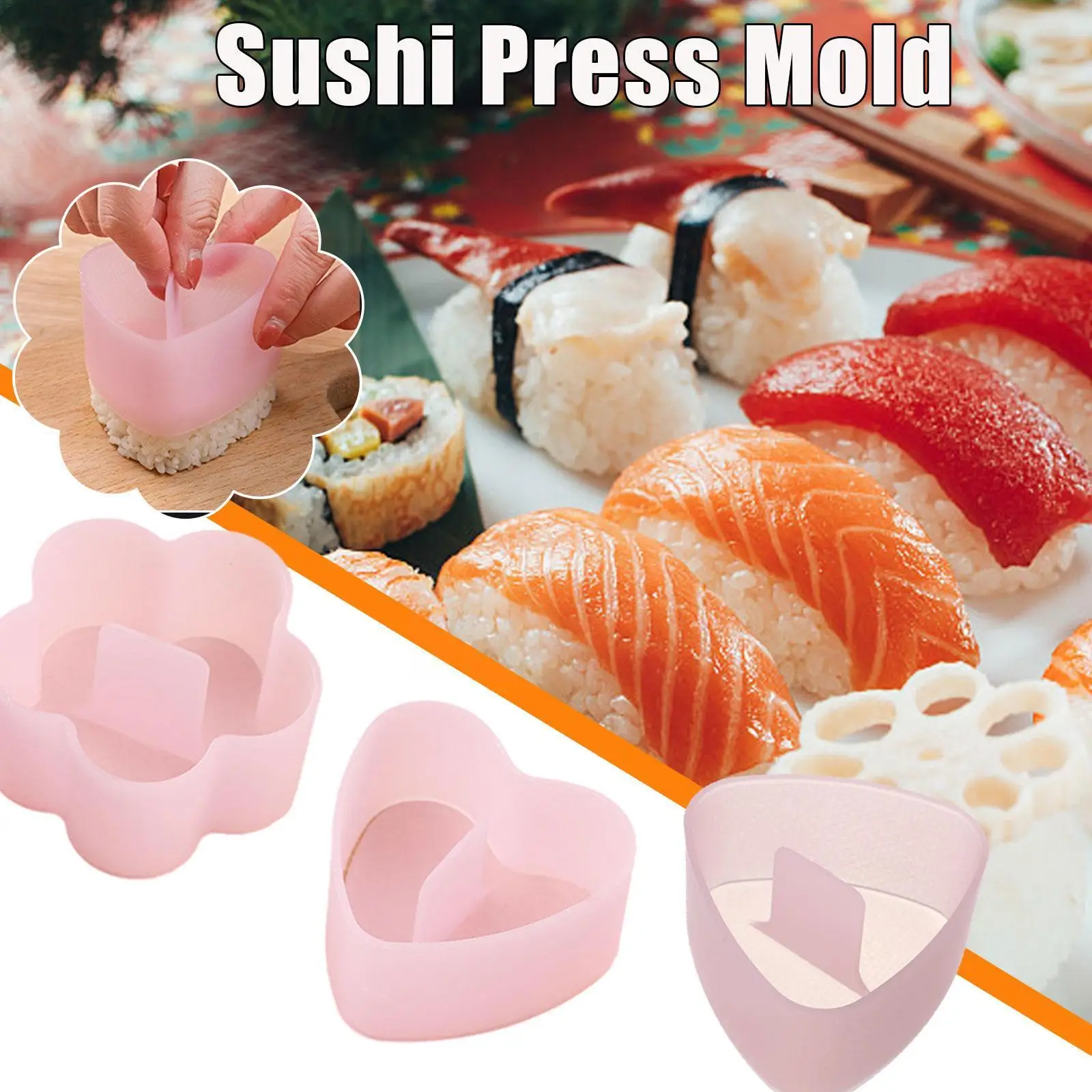 

Flower Heart Shape Rice Ball Sushi Roll Sushi Mold Japanese Rice Ball Tools Press Ball Accessories Diy Mold Rice Bento Kitc Y4e2