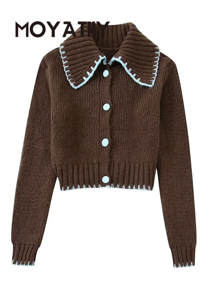 

Женский кардиган с воротником «Питер Пэн», с длинным рукавом