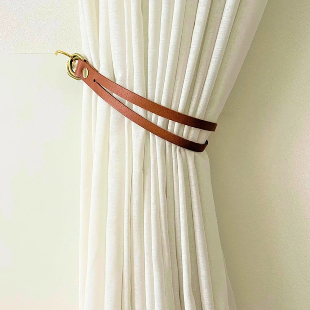 

2 Pcs Leather Curtain Tiebacks Curtain Tiebacks,Leather Curtain Rod Holder,Holdbacks for Office Living Room
