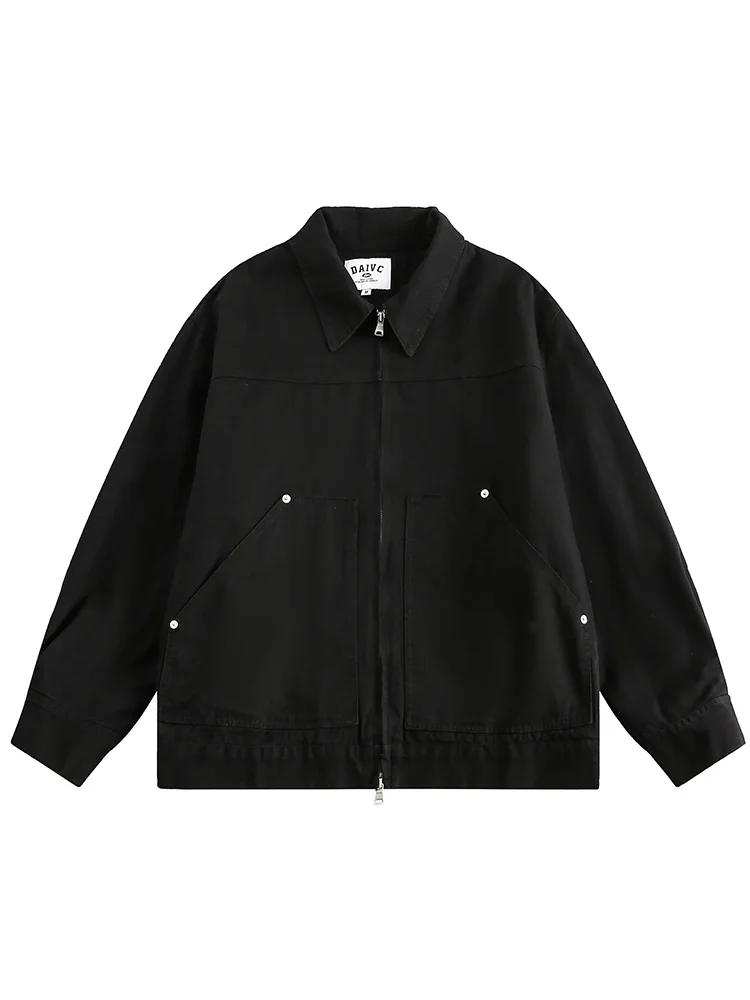 Lazy Day Original Men's Clothing Japan fashion Retro Solid Cargo Lapel Jacket All-Match Outerwear