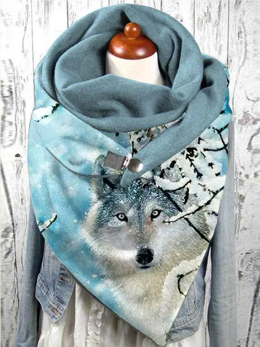 

Autumn and winter Wolf Warm Scarf outdoor warm scarf for adults and children