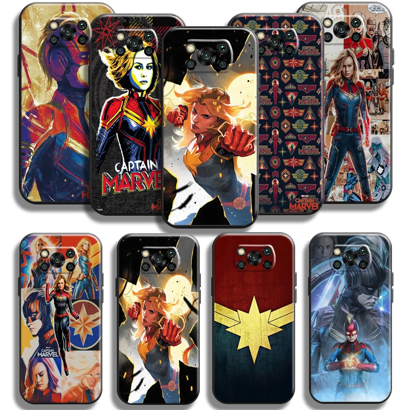 

Avengers Captain Marvel For Xiaomi Poco X3 Pro NFC Poco X3 GT Phone Case Silicone Cover Black Liquid Silicon Carcasa Back