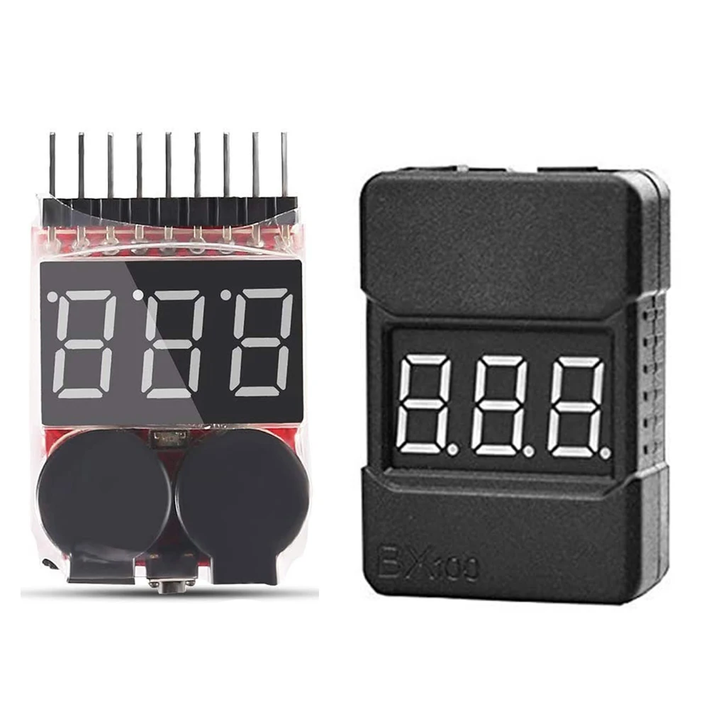 

Lipo/Li-Ion/LiMn/Li-Fe Battery Tester BX100 RC 1-8S Low Voltage Buzzer Alarm Sound Warning Checker with LED Indicator