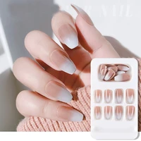 wearable fake nails 24pcs false nail press on nails french line nails extension artificial diy manicure tools charm fingernails