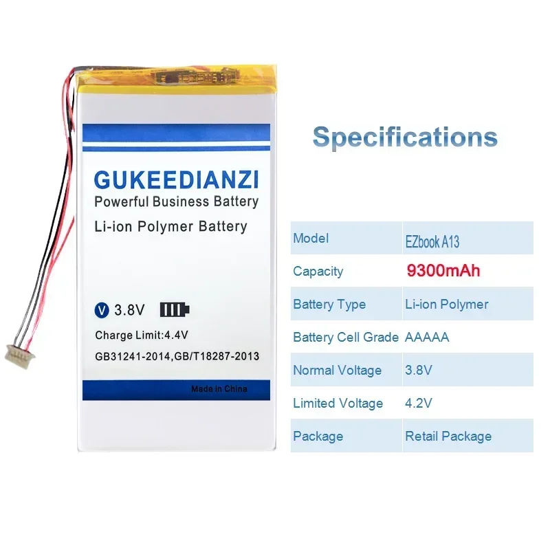 Долговечный аккумулятор для ноутбука емкостью 9300 мАч планшетного ПК Jumper EZbook A13