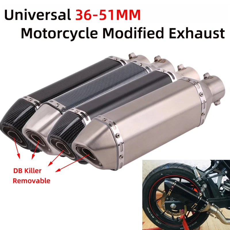 Universel 51mm Motorcycle Exhaust Pipe Escape Moto GP Muffler Scooter DB Killer For DUKE 125 MT03 NINJA250 Z750 Z900 R3 R6 R1 |