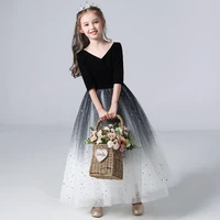 girls princess dress gradient color 2022 little girl host piano performance costume catwalk children evening dress