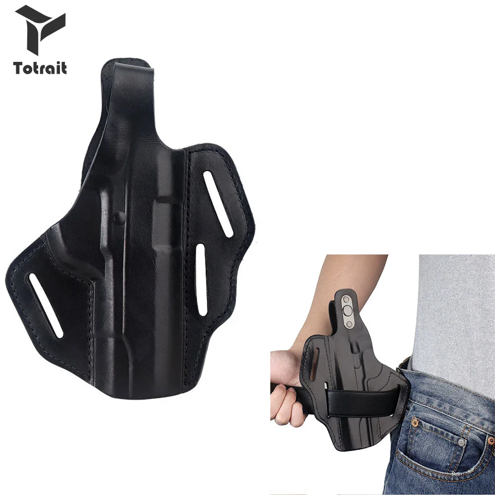 

New TOtrait High Quality Tactical Colt 1911 Handgun Ambidextrous OWB Holster Italy Leather Thumb Release Gun Case Cover Holder
