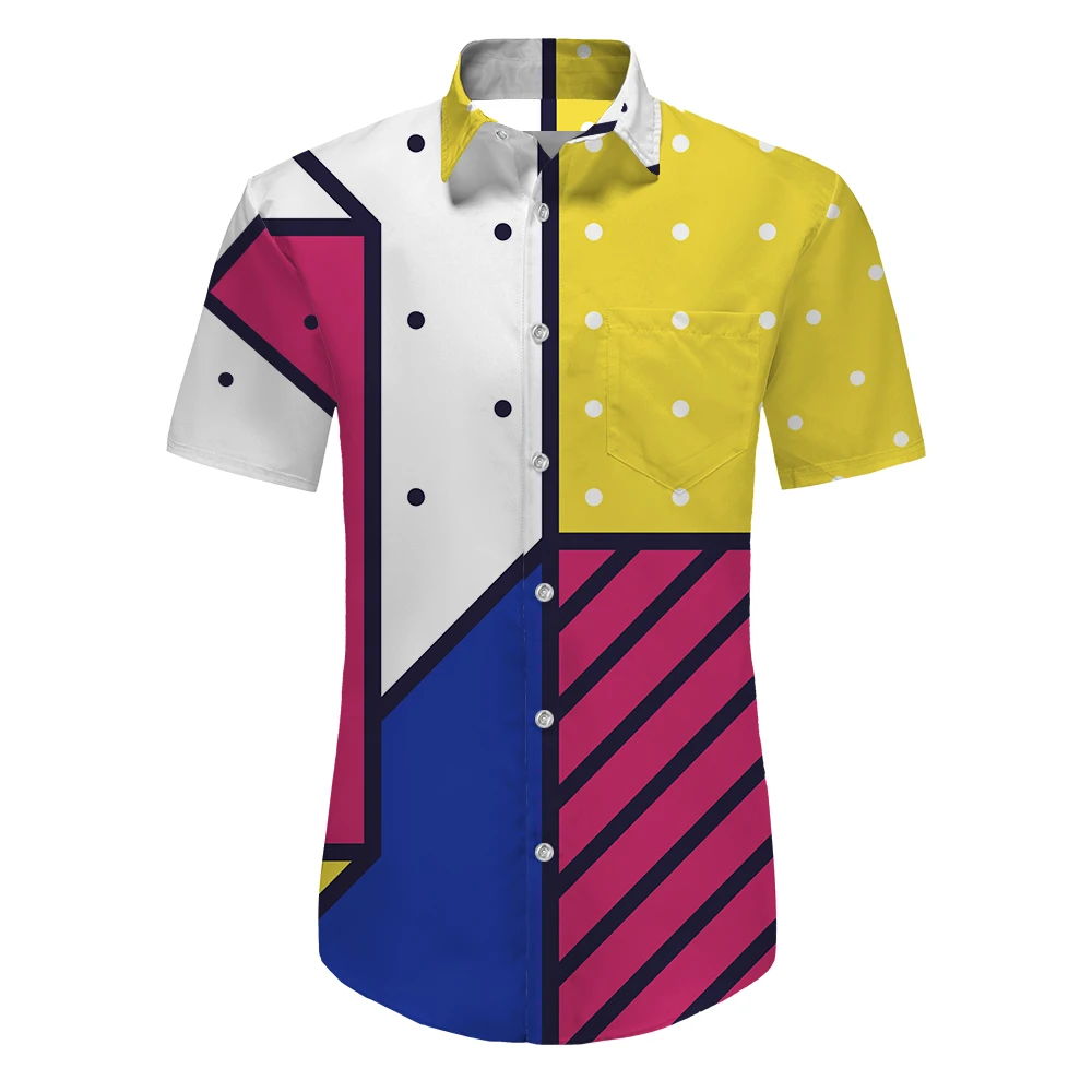 

2022 Men's Shirts Casual Striped Hawaiian Print Short Sleeve Tops Lapel Shirts Harajuku Summer Men's Shirts S-3XL