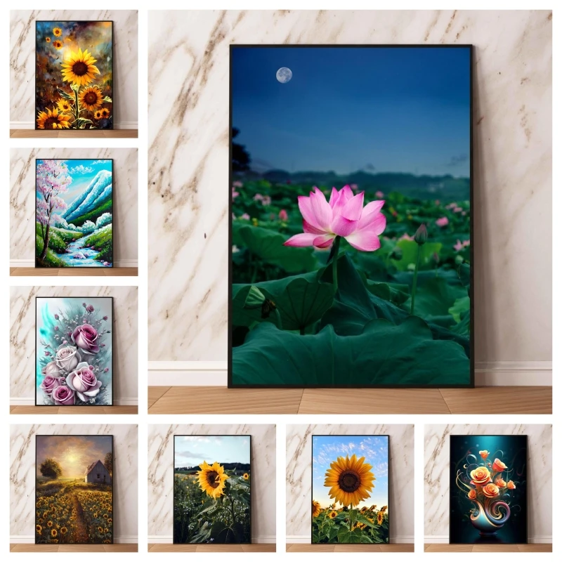 

Canvas Art Walls Painting Sunflowers Field Nature Prints And Prints Friends Gifts Room Home Decoration Paintings Picture