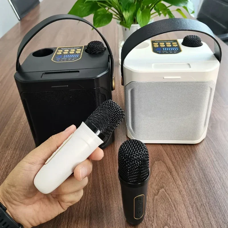 Мощный Bluetooth-динамик для караоке с двойным микрофоном бумбокс портативный