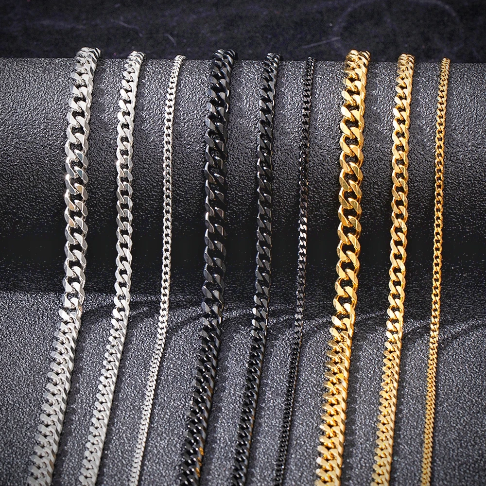

Basic Punk Stainless Steel Chain Necklace for Men Curb Link Chains Chokers Black Initial Necklace Hot Jewelry Men's Luxury Gift