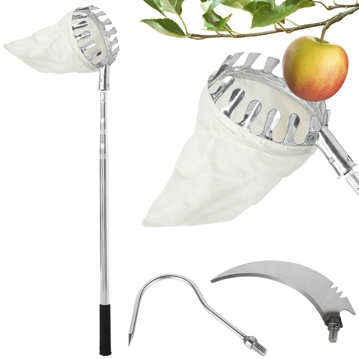 

Metal Adjustable Fruit Picker Tool Orchard Gardening Apple Peach High Tree Picking Tools Fruit Catcher Collector Gardening Tools