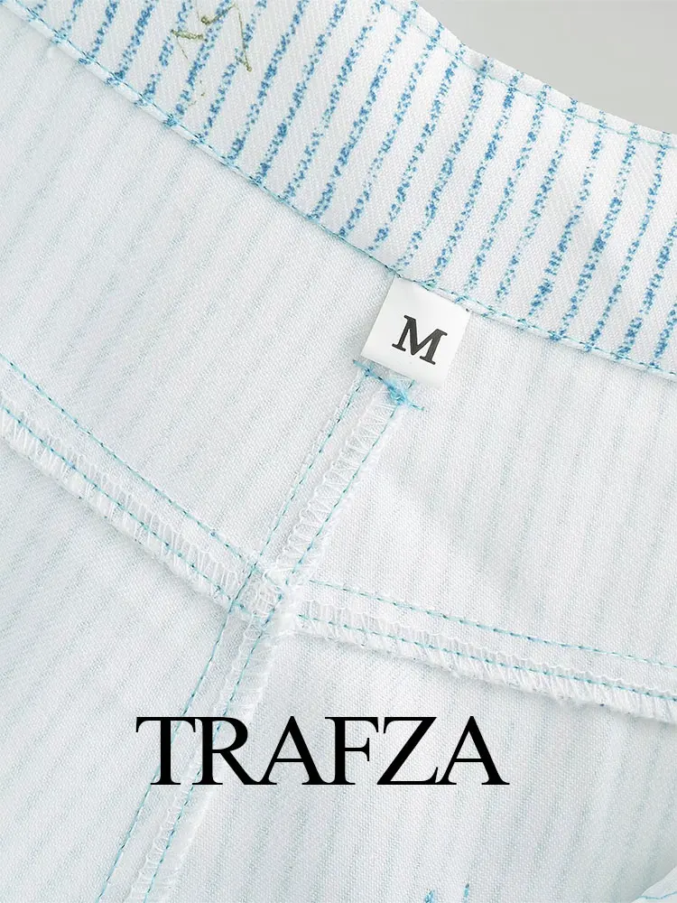 Женская летняя одежда TRAFZA однобортный облегающий офисный женский полосатый топ