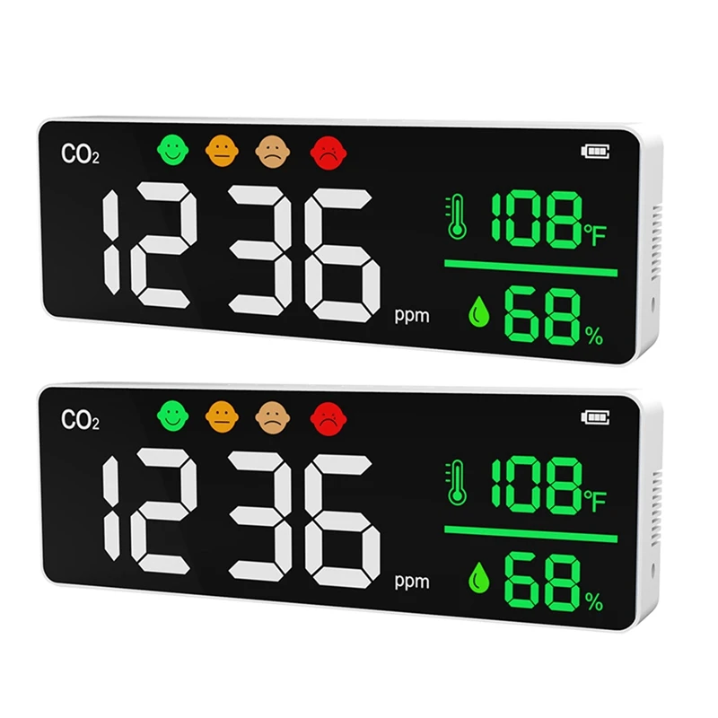

2X CO2 Meter Indoor Air Quality Monitor Alarm LCD Digital Carbon Dioxide Temperature Humidity Detector