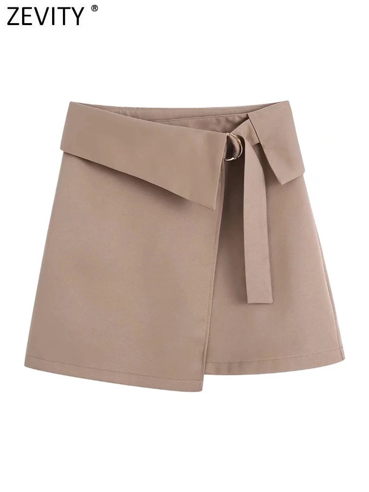 

Zevity Women Fashion Cross Design Solid Lace Up A Line Skirt Faldas Mujer Ladies Chic Business Casual Mini Vestidos QUN975