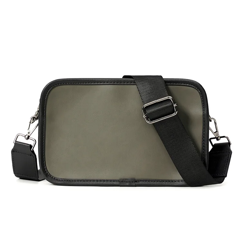 Retro Casual Small Shoulder Bag High Quality PU Leather Mini Messenger Bag Male Crossbody Satchels Trendy Street Square Bag