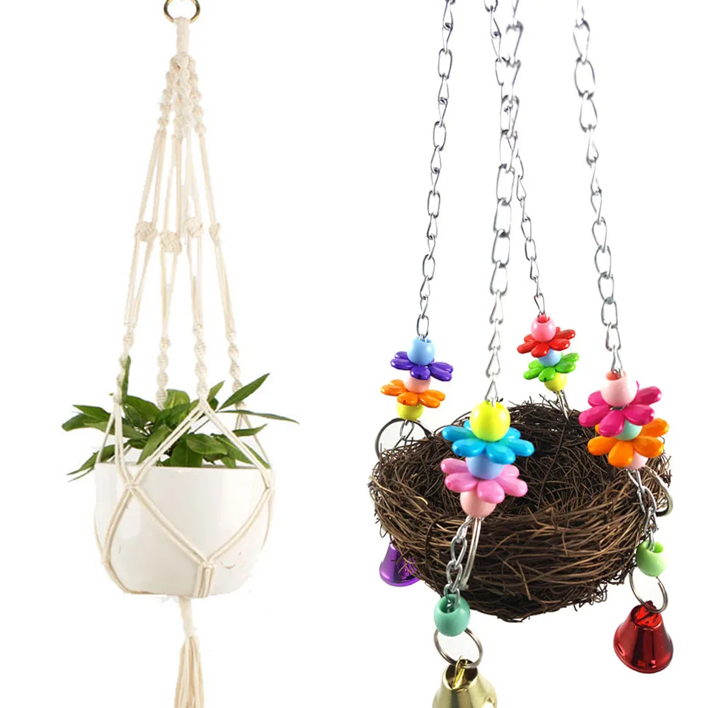 

Macrame Hanging Basket Pots Macrame Wall Hanging Planter Plant Hanger Indoor Outdoor For Flower Garden Decoration& Rattan Basket