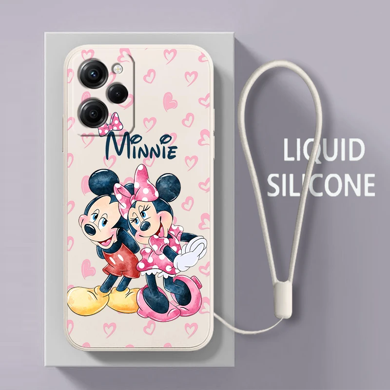 

Love Mickey Minnie For Xiaomi POCO X5 M5 C40 M4 X4 F4 C40 X3 NFC F3 GT M4 M3 M2 Pro C3 4G 5G Liquid Rope Phone Case Coque Capa