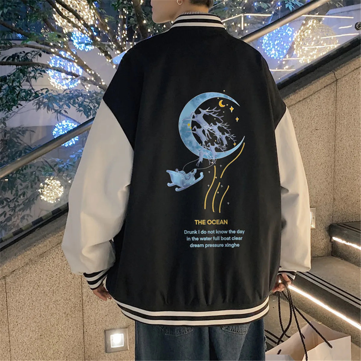 

Куртка бейсбольная мужская с длинным рукавом, свободная уличная одежда в стиле Харадзюку, Готическая куртка-бомбер для пар, черная, на осень