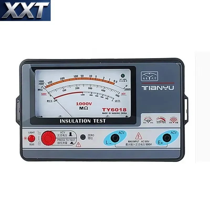 Фото XXT TY6018 Измеритель сопротивления изоляции 1000В, аналоговый тестер изоляции 0.5-2000M №2