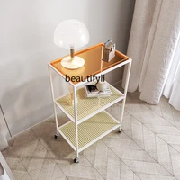 zqlight luxury acrylic multi layer small bedside table bedroom iron simple storage cabinet with wheels