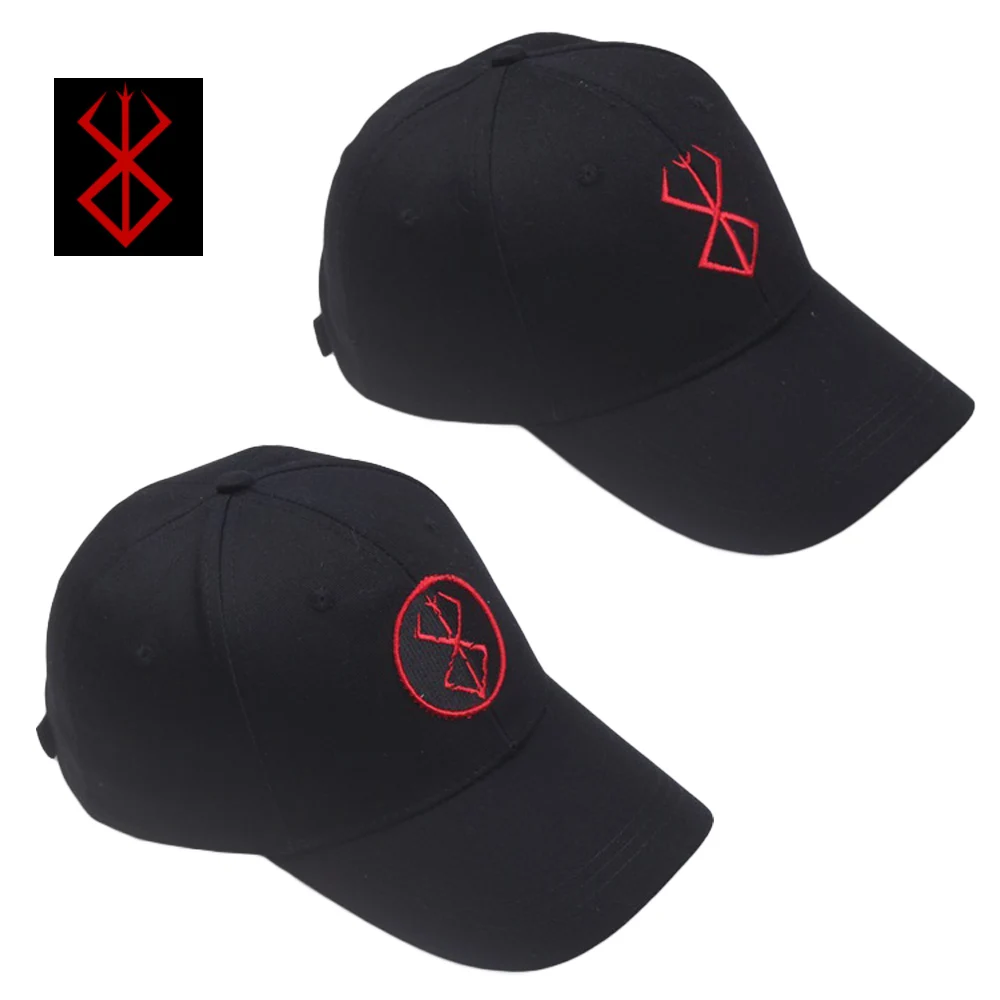 

Шапка для косплея Аниме Berserk, черная шапка с красным логотипом, повседневная Регулируемая шапка в стиле Хеллоуин, аксессуары для взрослых, у...